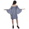 thumbnail image 5 of Moomaya Royal Blue Womens Off Shoulder Summer Beach Dress Cotton Vacation Dress With Bell Sleeves - M, 5 of 7