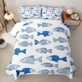 thumbnail image 2 of meiyoeat Blue Line Art Simple Fish Twin Quilt Set for Boys Girls, Ink Marine Animal Twin Coverlet Set, 2pcs, 2 of 7