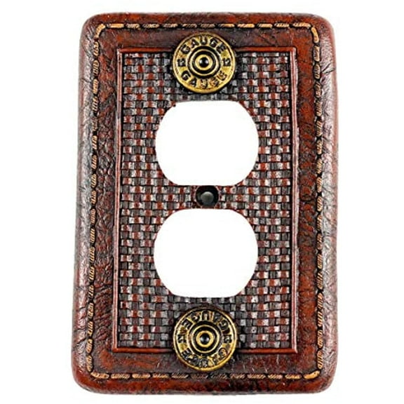 Urbalabs 12 Gauge Shotgun Shell Western Decorative Light Switch Outlet Wall Plate Covers Antique Country Home Rustic Light Switch Covers Single Double 2 Gang Switch Plates (Outlet Cover)