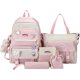 thumbnail image 1 of Juego de Mochila YONGSHENG Kawaii 5 Piezas con Colgante de Oso Rosa, 1 of 5