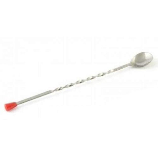 Stanton Trading Flatware-Specialty Bar Cuchara para agitar 11"" Twisted-Swirl Acero inoxidable Red Ball Top grande