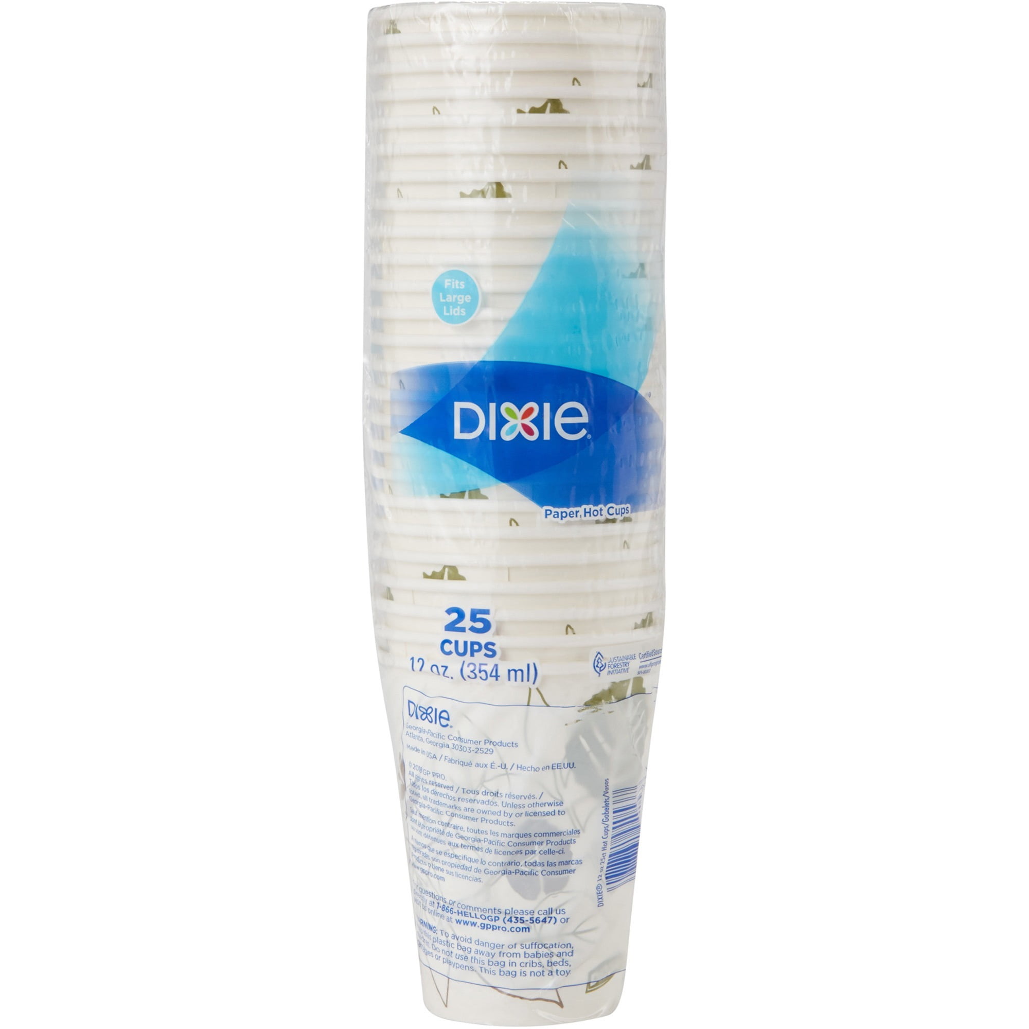 Dixie Pathways Paper Hot Cups By Gp Pro - 25 / Pack - 12 Fl Oz - 20 / Carton - White - Paper - Hot Drink