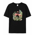 thumbnail image 7 of Flamingo Men's T Shirts Palm Leaf T-Shirt for Men Crew Neck Tees Cotton Tops, Black, S, 7 of 7