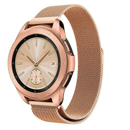 FIEWESEY Band Compatible with Samsung Galaxy Watch 4/Active 2 40mm 44mm/Gear S2 Classic/Galaxy Watch 5 40mm 44mm/Watch 5 pro 45mm,20mm Milanese Mesh Woven Stainless Steel Watchband Strap(Rose Gold)