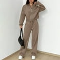 thumbnail image 4 of Women's Fall 2 Piece Lounge Sweatsuits Set Zip Up Sweatshirt Jacket Wide Leg Sweatpants Lounge Sets Tracksuit Y2k Complexion XL, 4 of 4