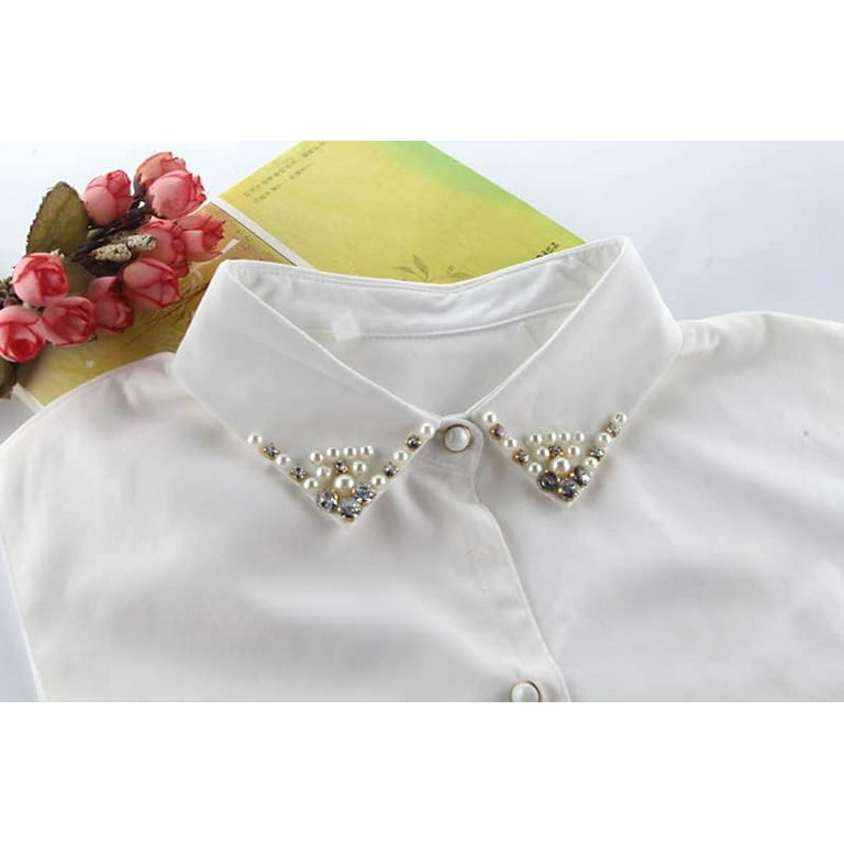 PuliPuqi Pearls Fake Collar Womens Dickey Collar Detachable Collar Handmade Diamond False Collar Blouse Walmart
