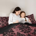 thumbnail image 4 of jejeloiu Dramatic Damask Queen Comforter Set,Gothic Print Comforter Sets Queen For Adults,Red Black,Black Reversible,3pcs,1 Comforter and 2 Pillowcases, 4 of 7