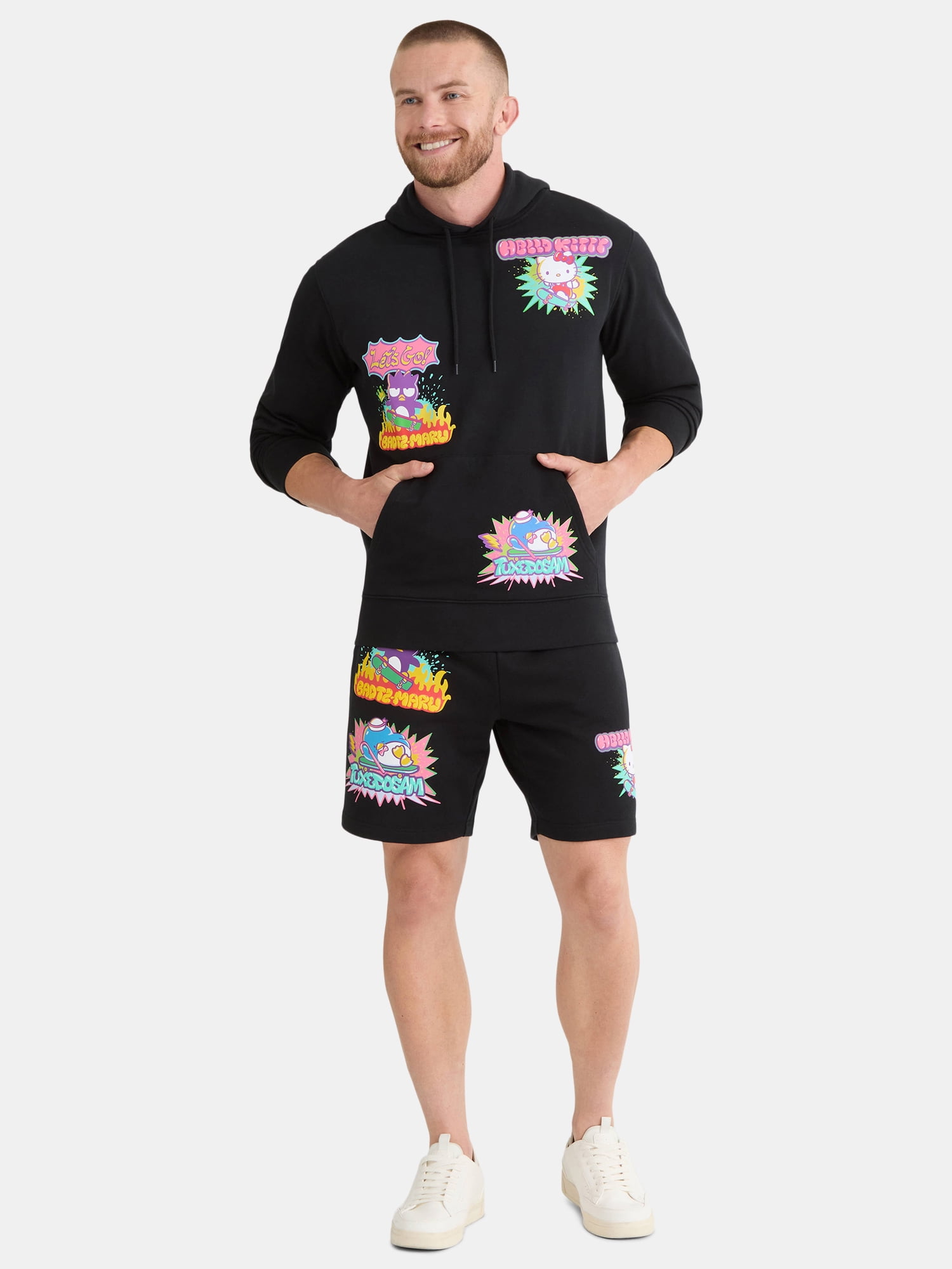 Hello Kitty and Friends Men's and Big Men's Graphic Fleece Shorts, 9" Inseam, Sizes XS-3XL