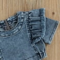 thumbnail image 6 of KYAIGUO Toddler Baby Girls Summer Jeans Dress Outfits Ruffle Demin Shirt Tops Skirt Set 1-6T, 6 of 10