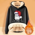 thumbnail image 2 of Haut à Capuche Chaud Imprimé de Noël pour Femmes Automne/hiver avec Fermeture Éclair Quart, T-Shirts Légers pour Femmes, Hauts Junior Mignons, Haut Rond, Mode Grande Taille pour Femmes, Noir TG, 2 of 4