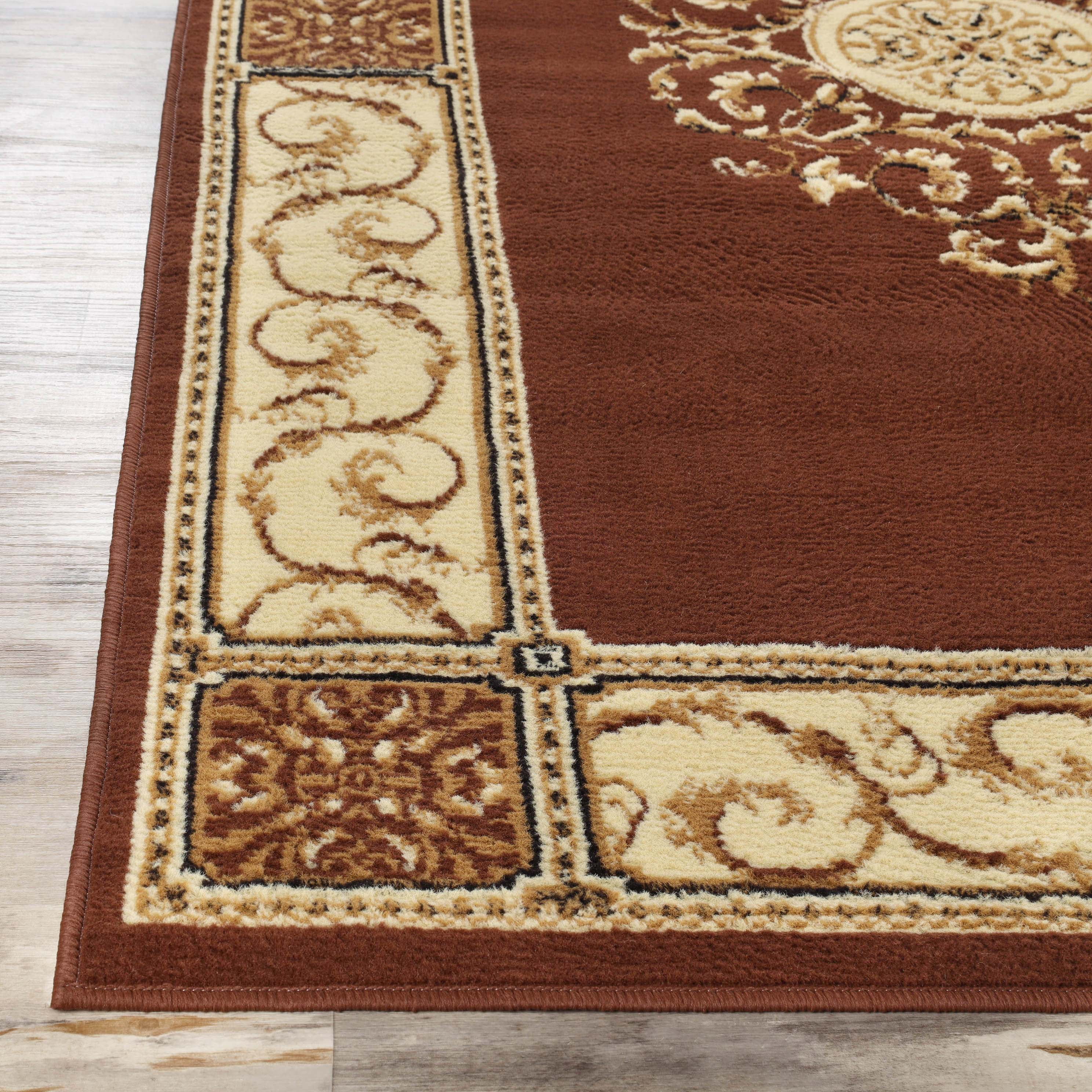 Superior Classic Elegant Floral Medallion Power-Loomed Indoor Area Rug, Toffee, 4' x 6'