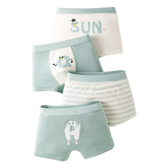 CYRBOKO Boys Boxers, 4 Pack Cotton Elastic Waist Soft Underwear for Boys Light Blue Size 8 T