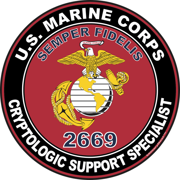 U.S.M.C. MOS 2669 Cryptologic Support Specialist Decal 3.8" - Red