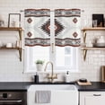 thumbnail image 2 of 2 Panels Kitchen Tier Curtains 39 Inch Length, Brown Beige Boho Grommets Window Treatment Curtain, Vintage Ethnic Tribal Southwestern Thermal Curtains Drapes for Living Room/Bathroom, 2 of 9