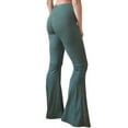 thumbnail image 3 of Daisy Del Sol Women's Ribbed Knit High Waisted Flare Bell Bottom Stretch Legging Loungewear Yoga Pants, 3 of 4
