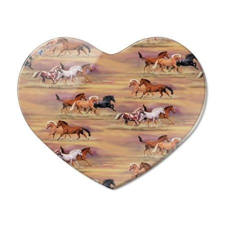

Horses Wild Running Pattern Heart Acrylic Fridge Refrigerator Magnet