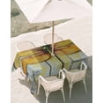 thumbnail image 3 of 60x120 Inch Outdoor Tablecloth with Umbrella Hole Zipper Rectangle Vintage Dragonfly Rectangular Tablecloths Outside Waterproof Chic Country Yellow Animals Wood Grain Patio Table Cover for Picnic, 3 of 8
