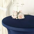 Efavormart Navy Blue Round Spandex Cocktail Table Cover With Natural ...