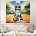 thumbnail image 2 of Happy Father's Day Australian Shepherd Playing Basketball with Best Dad Jersey Tapestry Aussie Dog Lover Gifts Wall Hanging Backdrop Home Decor - 13006, 2 of 5
