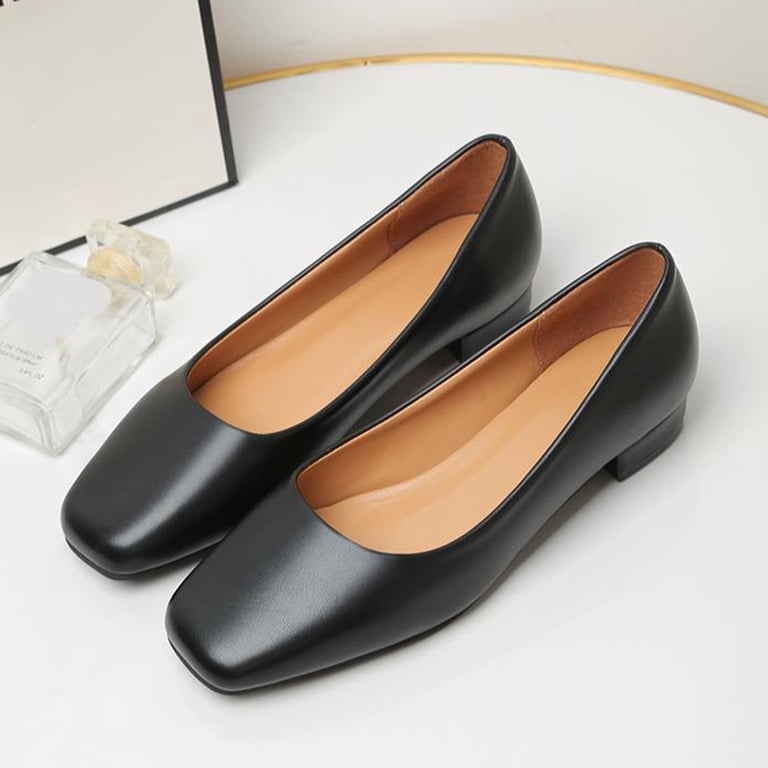 LEHOOR Women's T-Strap Flats – Genuine Leather Pointed Toe, 0.4 Inch Low Heel