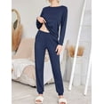 thumbnail image 3 of Ekouaer Womens Two Pack Sleep Set Long Sleeve Shirt and Jogger Bottoms Lounge Wear Nightwear with Pockets, 3 of 7