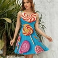 thumbnail image 7 of Candy Pattern Rainbow Lollipop Sleeveless Dress Women Summer Evening Dresses Ladies Sundress, 7 of 7