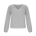 thumbnail image 6 of PNTUTB Long Sleeve Loose Shirt for Women Solid Color Fashion V Neck Causal Comfortable Tops, 6 of 6