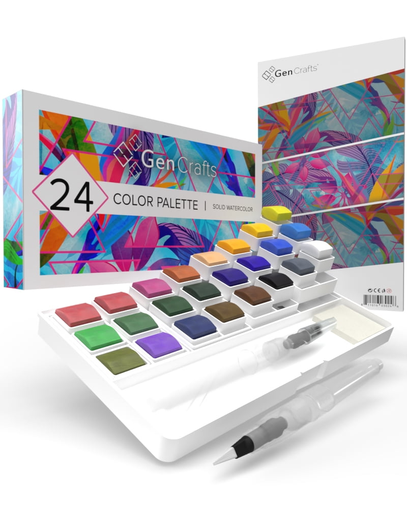 GenCrafts Premium Watercolor Palette, Set of 24 Colors