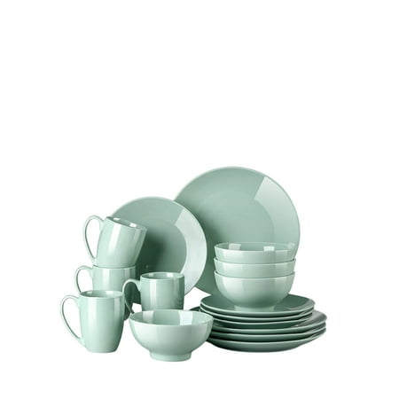 

Round China Cutlery 16-piece China Cutlery China Cutlery dinner plate dinner plate bowl and mug Microwave and dishwasher safe 4-person service light green