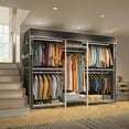 thumbnail image 5 of Heavy Duty Clothes Rack with Cover Loads 900LBS, Clothing Racks for Hanging Clothes, Freestanding& Adjustable Closet with Cover, White, 74.9" Wx17.8 Dx76.9 H, 5 of 7