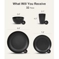 thumbnail image 2 of 32 Piece Plates and Bowls Sets of 8, Unbreakable Wheat Straw Dinnerware Sets, Plastic Dish Set for Camping, Dishwasher Microwave Safe, Outdoor Kitchen and Apartment Dinning Essentials, Black, 2 of 12