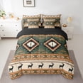 thumbnail image 2 of Feelyou Triangle Aztec Women Bedding Comforter Set 7pcs, Hippie Deer Animal Queen Bedding Sets, Western Cowgirl Cowboy Reversible Queen Sheet Sets, Luxury Bedroom Decor, 2 of 7