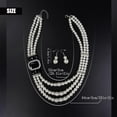 thumbnail image 4 of 1920s 3-strand White Faux Pearl Necklace and Earrings Set Black Crystal and Rhinestone Bridal Pearl Necklace Women Trendy Fashion Jewelry, 4 of 6