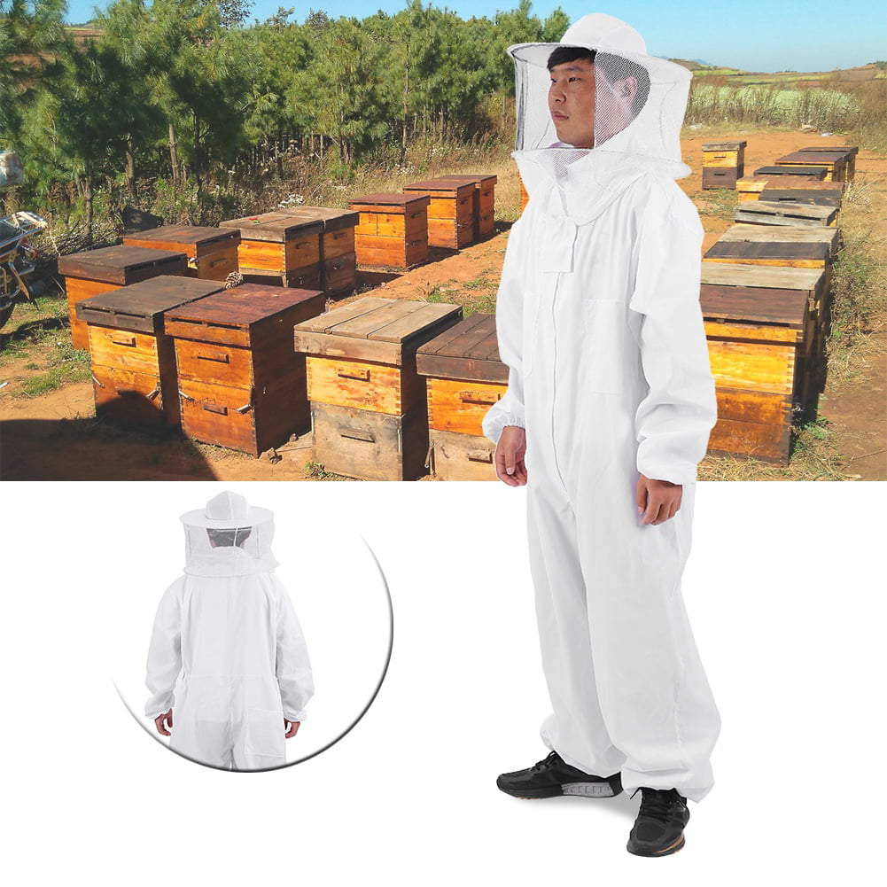 2X Large Professional Cotton Full Body Beekeeping Suit w/ Supporting Veil Hood 