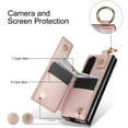 thumbnail image 5 of ELEHOLD for Samsung Galaxy Z Fold 3 Wallte Case, Premium Leather Ring  Zipper Credit Card Cash Slot Magnetic Clasp Kickstand Heavy Duty Protective for Samsung Galaxy Z Fold 3,Rosegold, 5 of 9