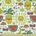 thumbnail image 2 of Fruits Fabric by the Yard, Doodle of Exotic Sun Harvest Cherries Watermelons, Decorative Upholstery Fabric for Chairs & Home Accents, Multicolor by Ambesonne, 2 of 5