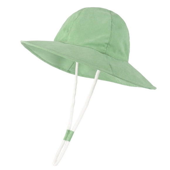 Baby Girl Sun Hat Toddler Girls Summer Solid Sun Hat with Upf 50+ Outdoor Adjustable Beach Hat with Wide Brim Bucket Hat Chapeau Bébé Green 2 Years-4 Years