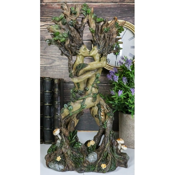 Dance Of Spring Greenman And Tree Woman Couple Gaia Dryad Ent Kissing Figurine