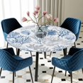 thumbnail image 3 of Navy Blue Coral Round Fitted Tablecloth with Elastic Edge, Waterproof Table Cloth Table Cover for 55"-60" Tables, Summer Beach Coastal Ocean Nautical Tablecloths for Dining Picnic Indoor Outdoor, 3 of 9