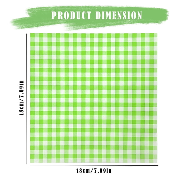 Green and White Checkered Dry Waxed Paper,Pack of 100 Wax Paper Plaid Wax Paper Greaseproof Paper Liners Sandwich Wrapping Paper Dry Waxed Deli Food Paper Sheets Greaseproof Waterproof(Green)