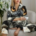 thumbnail image 6 of Yiaed Whimsical Owl On Branch Print Pajamas Women's Long Sleeve Sleepwear Soft Button Down Loungewear Pjs Lounge Set Nightwear Womens Pajama Pants-Medium, 6 of 7