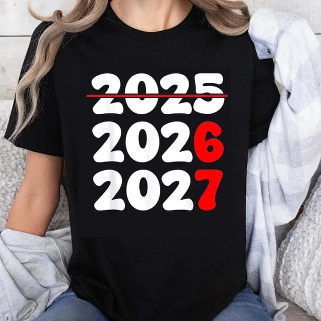 Playera de Algodón 100% Cuenta Regresiva Años 2025 2026 2027 para Mujer