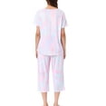 thumbnail image 3 of Conjunto de pijama para mujer INSPIRE CHIC, tie dye, de manga corta, pantalones capri con bolsillos, tamaño S, azul claro, 3 of 6