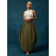 thumbnail image 5 of Olive Green Lightweight Woven High Waist Balloon Maxi Skirt, Statement Casual Bold Skirt, 5 of 5