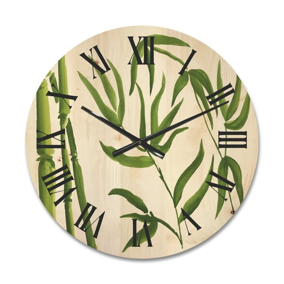 Designart 'The Forest of Bamboo Branches IV' Tropical Wood Wall Clock