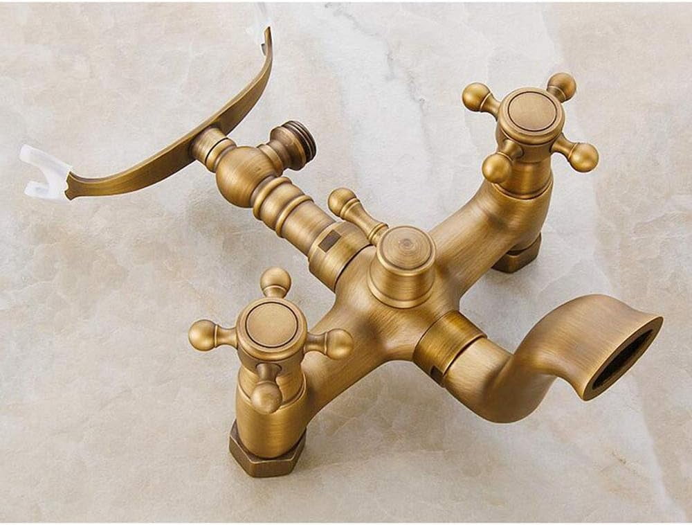 Brass Bath Tub Faucet Antique Bronze Bathtub Faucets with Hand Shower Dual Handle Mixer Deck Mounted for Bathroom