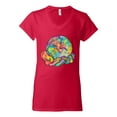 thumbnail image 2 of Wild Bobby Rainbow Painted I've Got The Whole World Dean Russo Design Inspirational/Christian Women Standard V-Neck Tee, Red, Small, 2 of 6