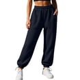 thumbnail image 6 of sdhkgrrt Women Plus Size Jogger Sweatpants Elastic Waist Casual Long Pants with Pockets Solid Active Lounge Travel Trousers Fall Fashion Outfits Winter Clothes, Black 2XL, 6 of 7