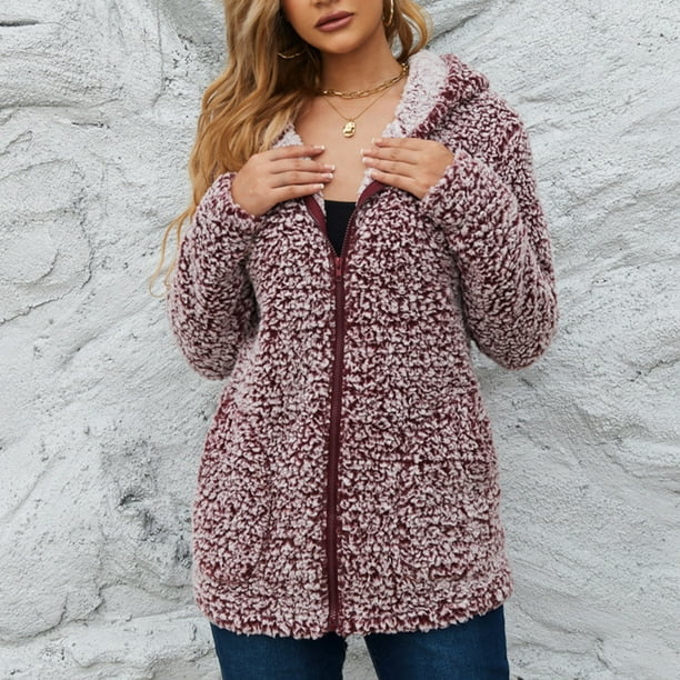 Prendas de abrigo peluda de manga larga para mujer, chaqueta de