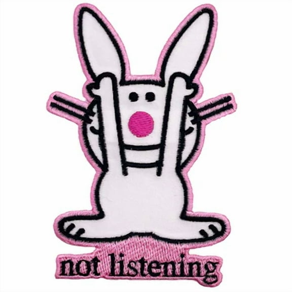 It's Happy Bunny Not Listening 2.1"x3.5" Patch